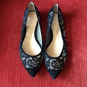 Gianvito Rossi black lace flats.